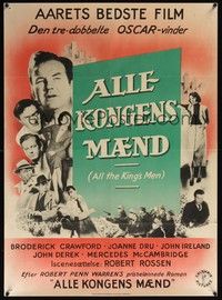 3x445 ALL THE KING'S MEN Danish '50 Louisiana Governor Huey Long biography with Broderick Crawford