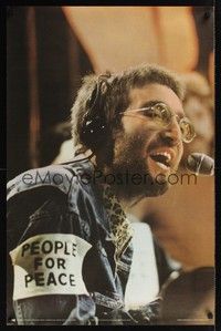 3y570 JOHN LENNON English commercial poster '70 great image of John singing!