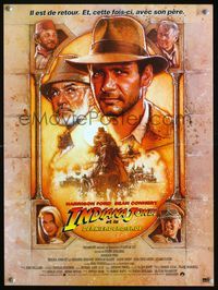 3y183 INDIANA JONES & THE LAST CRUSADE French 16x21 '89 art of Ford & Connery by Drew Struzan!