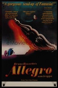 3y467 ALLEGRO NON TROPPO New Line Cinema 1st release poster '76 Bruno Bozzetto, wacky art!