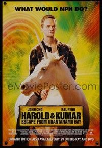 3y500 HAROLD & KUMAR ESCAPE FROM GUANTANAMO BAY video advance mini poster '08 NPH on unicorn!