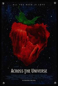 3y463 ACROSS THE UNIVERSE advance special poster '07 Evan Rachel Wood, Jim Sturgess, The Beatles!
