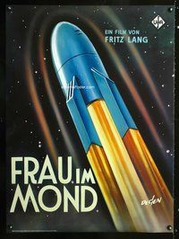 3y006 WOMAN IN THE MOON German Zig Zag poster '90s Fritz Lang sci-fi, cool art by Kurt Degen!