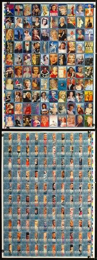3y216 MARILYN CARDS 27x36 uncut sheet of 100 trading cards '93 Monroe, Gold Signature series!