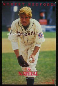 3y301 NATURAL special poster '84 great image of pitcher Robert Redford, baseball!