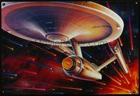 3y324 U.S.S. ENTERPRISE special poster '91 cool art of the Enterprise traveling through space!