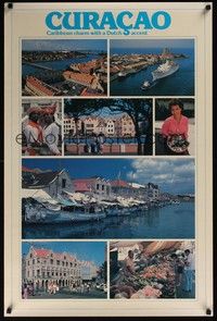 3y127 CURACAO travel poster '80s great images of Caribbean island!