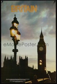 3y144 LONDON travel poster '79 cool photo of Big Ben & Westminster Bridge, Parliament!
