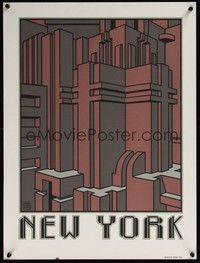 3y147 NEW YORK travel poster '80 Mario Uribe artwork of cool buildings!