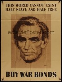3y025 BUY WAR BONDS war poster '43 WWII, great art of President Abraham Lincoln!