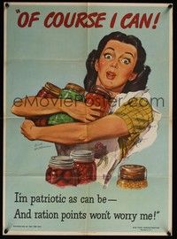 3y054 OF COURSE I CAN 2-sided war poster '44 WWII, Williams art of lady w/canned vegetables!