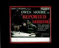 3z129 REPORTED MISSING glass slide '22 Owen Moore in the greatest comedy-melodrama ever screened!