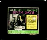 3z130 SEVEN DAYS glass slide '25 Lillian Rich & Creighton Hale in Al Christie's feature comedy!
