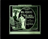 3z137 WATER, WATER EVERYWHERE glass slide '20 Will Rogers helps Irene Rich love another man!