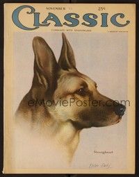 3z056 CLASSIC MAGAZINE magazine November 1923 fantastic art of canine star Strongheart by E. Dahl!