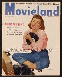 3z083 MOVIELAND magazine July 1955 Debbie Reynolds as bobbysoxer holding record!