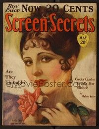 3z061 SCREEN SECRETS magazine May 1928 art of pretty Billie Dove, miscredted as Billy!