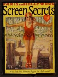 3z059 SCREEN SECRETS magazine September 1927 Shreve art of Hollywood's prettiest figure!