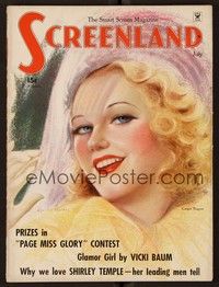 3z071 SCREENLAND magazine July 1935 art of beautiful Ginger Rogers by Charles Sheldon!