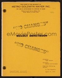 3z157 NIGHTMARE HONEYMOON script April 17, 1972, screenplay by S. Lee Pogostin, Deadly Honeymoon!