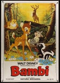 4a352 BAMBI Italian 1p R80s Walt Disney cartoon deer classic, great art with Thumper & Flower!