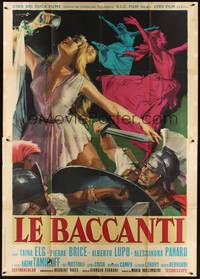 4a506 BACCHANTES Italian 2p '61 art of pretty Taina Elg & gladiators by Angelo Cesselon!