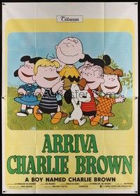4a513 BOY NAMED CHARLIE BROWN Italian 2p '70 art of Charles M. Schulz's Snoopy & the Peanuts!
