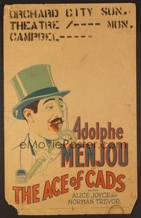 4a006 ACE OF CADS WC '26 artwork of dapper Adolphe Menjou wearing monocle & top hat!