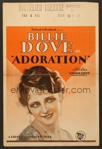 4a007 ADORATION WC '28 head & shoulders stone litho of beautiful Russian model Billie Dove!