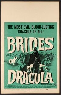 4a025 BRIDES OF DRACULA WC '60 Terence Fisher, Hammer, Peter Cushing as Van Helsing, cool art!