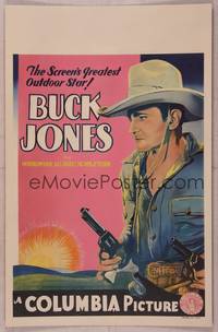 4a028 BUCK JONES WC '30s cool art of the screen's daredevil cowboy w/two six-shooters!