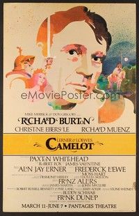 4a030 CAMELOT stage play WC '80 art of Richard Burton as King Arthur by Weller!