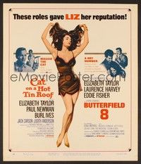 4a034 CAT ON A HOT TIN ROOF/BUTTERFIELD 8 WC '66 art of super sexy Elizabeth Taylor in nightie!