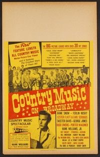 4a042 COUNTRY MUSIC ON BROADWAY Benton WC '64 1st feature length all country picture, Hank Williams