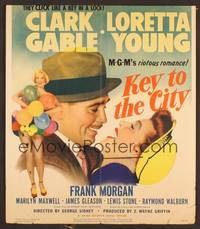 4a077 KEY TO THE CITY WC '50 Clark Gable & Loretta Young click like a key in a lock!