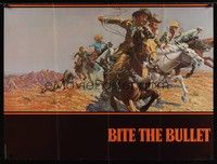 4b551 BITE THE BULLET teaser 30x40 '75 cool art of Gene Hackman, Candice Bergen & James Coburn!