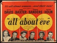 4b318 ALL ABOUT EVE British quad '50 Bette Davis & Anne Baxter classic, George Sanders!