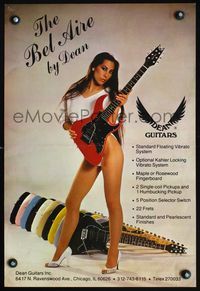 4b229 BEL AIRE BY DEAN special poster '80's image of sexy girl holding guitar!