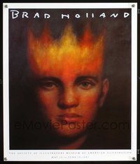 4b232 BRAD HOLLAND museum 18x21 '87 artwork of flaming head!