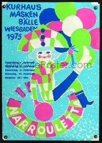 4b063 NARROULETTA German special poster '75 Masked Ball, cool artwork!