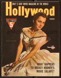 4c104 HOLLYWOOD magazine February 1941 portrait of pretty Olivia De Havilland in cool dress!