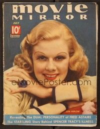 4c095 MOVIE MIRROR magazine July 1937 great close portrait of Jean Harlow by James Doolittle!