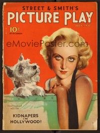 4c079 PICTURE PLAY magazine July 1932 art of sexy Carole Lombard & her dog by Modest Stein!