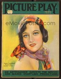 4c072 PICTURE PLAY magazine September 1927 art of sexy young Joan Crawford by Modest Stein!