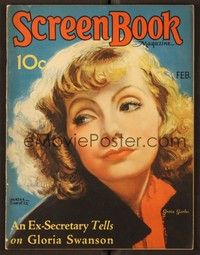4c062 SCREEN BOOK magazine February 1932 wonderful art of Greta Garbo by Martha Sawyers!