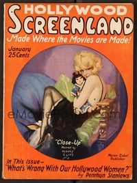 4c081 SCREENLAND magazine January 1923 great art of star with Asian doll by Henry Clive!