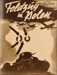 4c131 CAMPAIGN IN POLAND German program '40 Nazi planes and tanks marching over map into Warsaw!