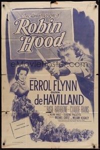 4d016 ADVENTURES OF ROBIN HOOD  1sh R56 Errol Flynn as Robin Hood, Olivia De Havilland!
