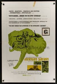 4d020 AFRICAN SAFARI  1sh '69 jungle documentary, cool art of wild animals!