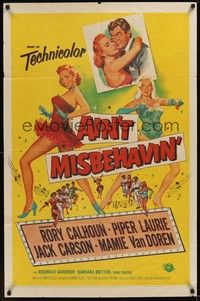 4d023 AIN'T MISBEHAVIN'  1sh '55 sexy artwork of Piper Laurie & Mamie Van Doren!